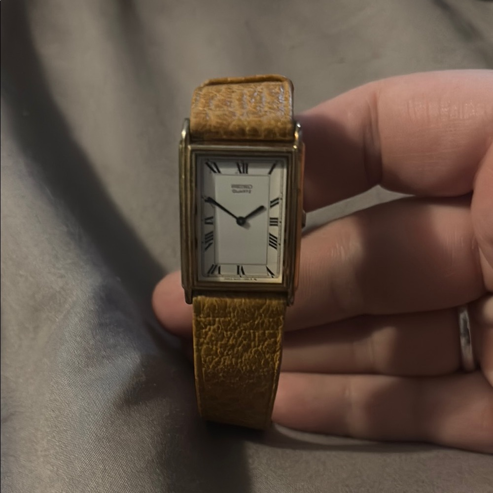 Seiko Gold Watch with Tan Leather Strap